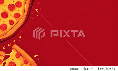 披薩插圖，留有文字空間 136010673