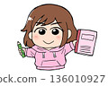 A girl studying hard with a notebook and pencil. New life, learning, support 136010927