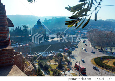 Aerial view on old town of Tbilisi 136010952