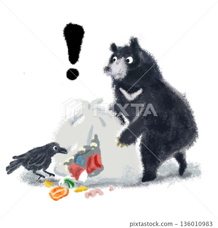 亞洲黑熊警告標誌圖示 - 黑色感嘆號 - 危險/警告標誌 亞洲黑熊警告標誌圖示 - 黑色感嘆號 - 危險/警告標誌 136010983