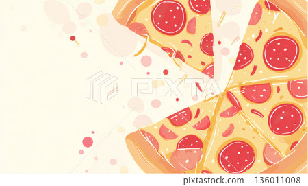 Pizza slices spread out on a light background 136011008