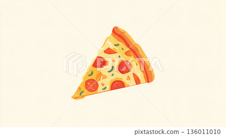 簡單背景上的披薩切片插圖 136011010