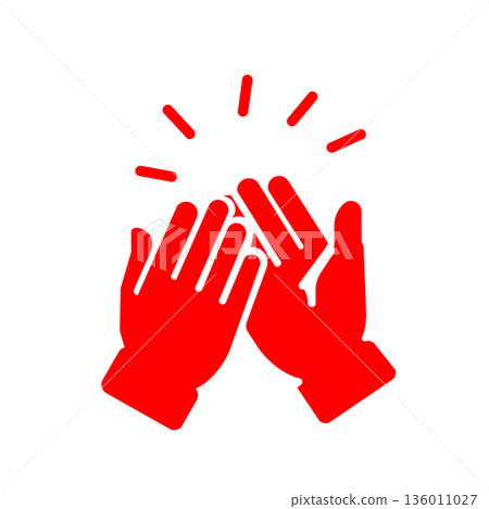High-five icon (red) to celebrate success and achievements High-five icon (red) to celebrate success and achievements 136011027