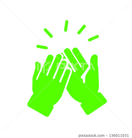 High-five icon (green) to celebrate success and achievements 136011031