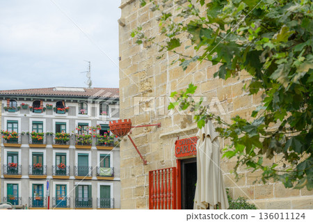 Ontarbia, Ondarrbia, old town, Basque Country, shops, midsummer, Spain Ontarbia, Ondarrbia, old town, Basque Country, shops, midsummer, Spain 136011124