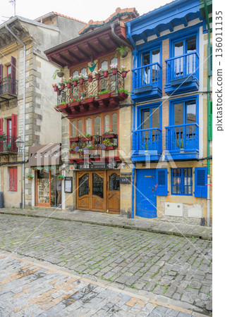 Ontarbia, Ondarrbia, old town, Basque Country, shops, midsummer, Spain Ontarbia, Ondarrbia, old town, Basque Country, shops, midsummer, Spain 136011135