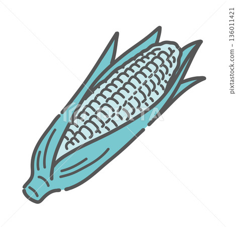 Corn illustration (carbohydrates/grains/summer vegetables) 136011421