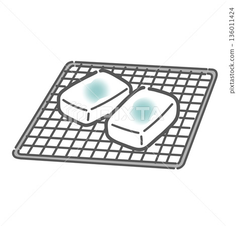 Illustration of mochi (cut mochi) (grilled mochi/choking warning/carbohydrates) Illustration of mochi (cut mochi) (grilled mochi/choking warning/carbohydrates) 136011424
