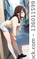 一個女孩在城市裡喘口氣 136011599