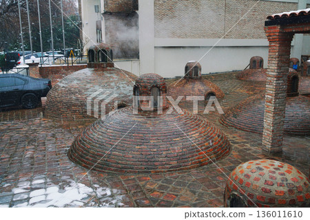 Brick rooftop of sulphur bathhouses 136011610