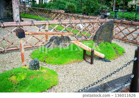 Awe Bamboo material source of water in Japanese garden 136011626
