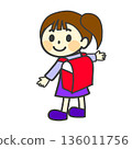Illustration of a girl carrying a school bag 136011756