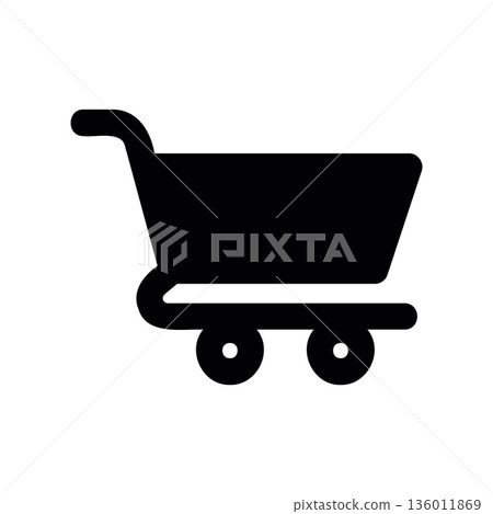 Simple black vector icon with a theme shopping cart Simple black vector icon with a theme shopping cart 136011869