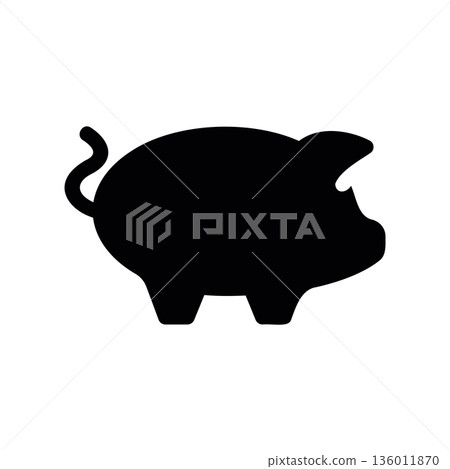 Simple black vector icon with a theme piggy, pig Simple black vector icon with a theme piggy, pig 136011870