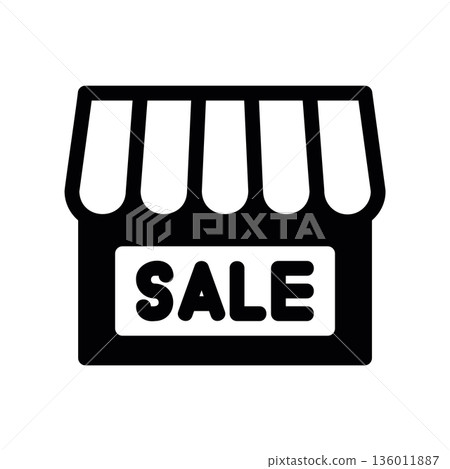 Simple black vector icon with a theme building for sale Simple black vector icon with a theme building for sale 136011887