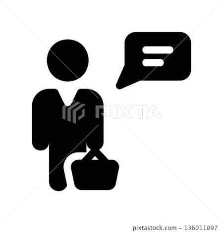 Simple black vector icon with a theme shopping cart man Simple black vector icon with a theme shopping cart man 136011897