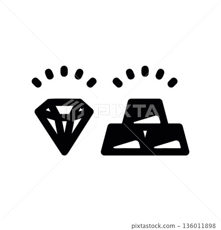 Simple black vector icon with a theme gold bars, diamond Simple black vector icon with a theme gold bars, diamond 136011898