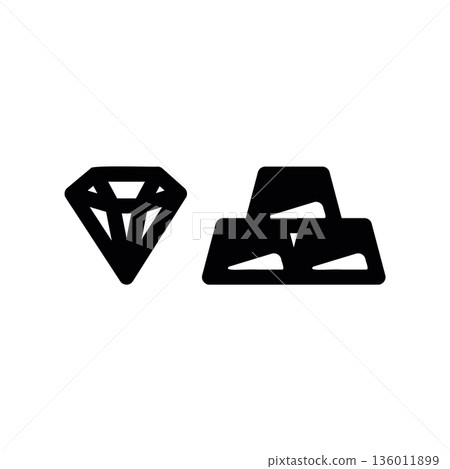 Simple black vector icon with a theme gold bars, diamond Simple black vector icon with a theme gold bars, diamond 136011899