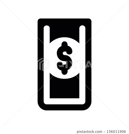 Simple black vector icon with a theme cash 136011906