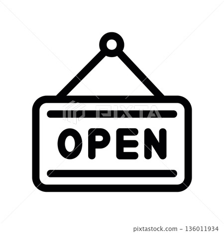 Simple black vector icon with a theme open sign Simple black vector icon with a theme open sign 136011934