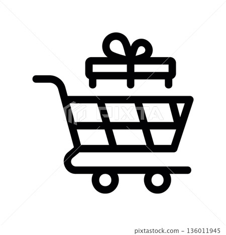 Simple black vector icon with a theme shopping, gifts Simple black vector icon with a theme shopping, gifts 136011945