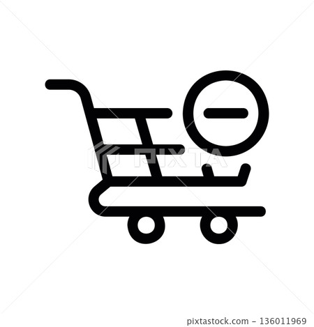 A minimal flat design icon with a modern look clear out of the shopping cart A minimal flat design icon with a modern look clear out of the shopping cart 136011969