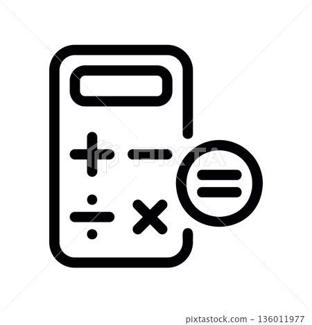 A minimal flat design icon with a modern look calculator, basic arithmetic keys 136011977