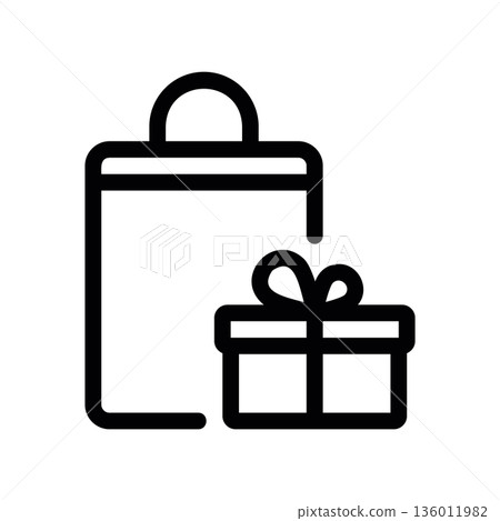 A minimal flat design icon with a modern look gift shopping A minimal flat design icon with a modern look gift shopping 136011982