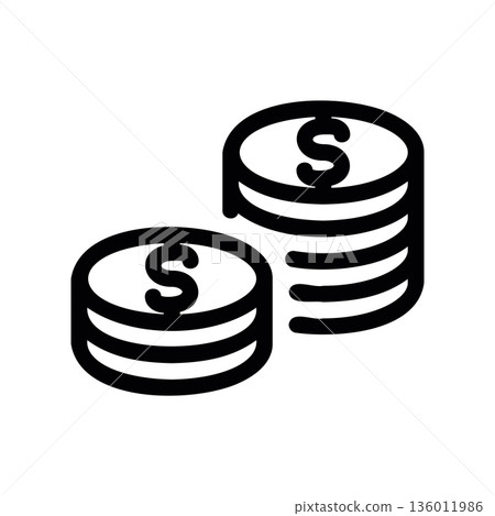 A minimal flat design icon with a modern look stacks of coins A minimal flat design icon with a modern look stacks of coins 136011986