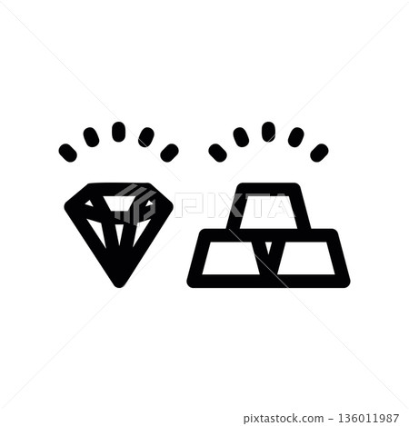 A minimal flat design icon with a modern look diamond and gold bullion A minimal flat design icon with a modern look diamond and gold bullion 136011987