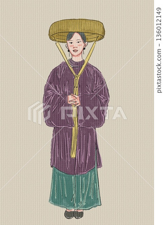 vector set of woman in traditional clothes 136012149