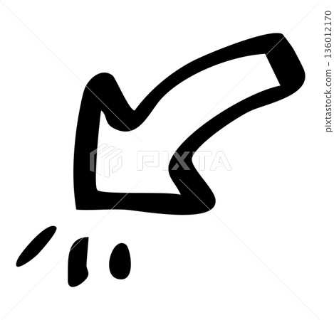 向下彎曲箭頭的線描圖 136012170