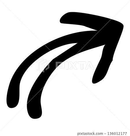 Line drawing illustration of a hand-drawn curved arrow pointing up Line drawing illustration of a hand-drawn curved arrow pointing up 136012177