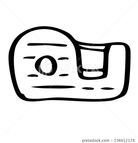 手繪線條圖膠帶切割器(文具)插圖素材 手繪線條圖膠帶切割器(文具)插圖素材 136012178
