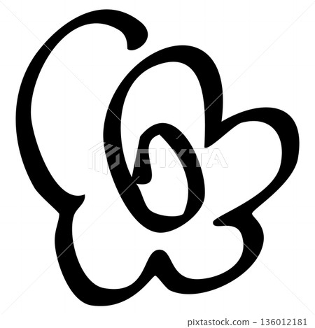 Illustration material of a hand-drawn line drawing of a hanamaru mark (evaluation/correct answer) 136012181