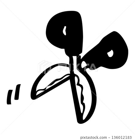 Illustration material of hand-drawn line drawing scissors (stationery and office use) Illustration material of hand-drawn line drawing scissors (stationery and office use) 136012183