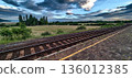 Abandoned Trainstation With Rural Landscape And Lake Balaton In Hungary 136012385