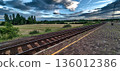 Abandoned Trainstation With Rural Landscape And Lake Balaton In Hungary 136012386