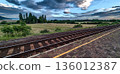 Abandoned Trainstation With Rural Landscape And Lake Balaton In Hungary 136012387