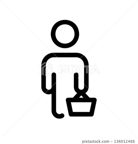 A minimal flat design icon with a modern look shopping cart man A minimal flat design icon with a modern look shopping cart man 136012488