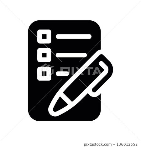A minimal flat design icon with a modern look list, pen A minimal flat design icon with a modern look list, pen 136012552
