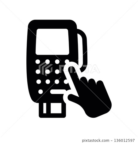 A minimal flat design icon with a modern look terminal, entering the card password A minimal flat design icon with a modern look terminal, entering the card password 136012597