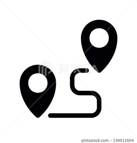A minimal flat design icon with a modern look gps, route A minimal flat design icon with a modern look gps, route 136012604