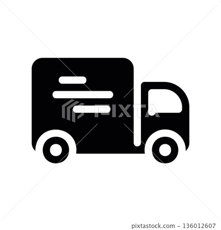A minimal flat design icon with a modern look truck A minimal flat design icon with a modern look truck 136012607
