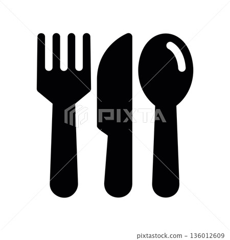 A minimal flat design icon with a modern look cutlery A minimal flat design icon with a modern look cutlery 136012609