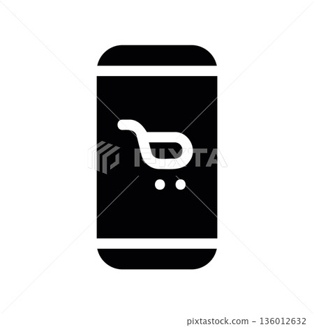 A minimal flat design icon with a modern look store, mobile version 136012632