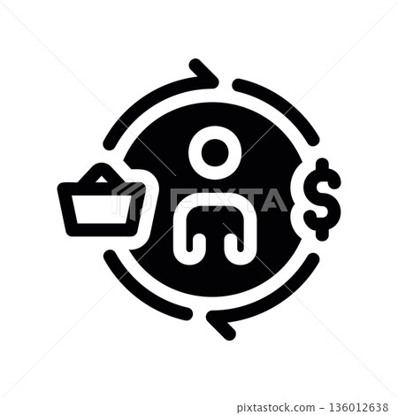 A minimal flat design icon with a modern look exchange of money for goods 136012638