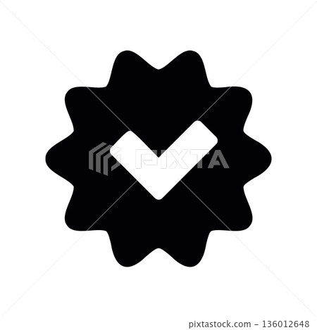A minimal flat design icon with a modern look sticker, checkmark 136012648