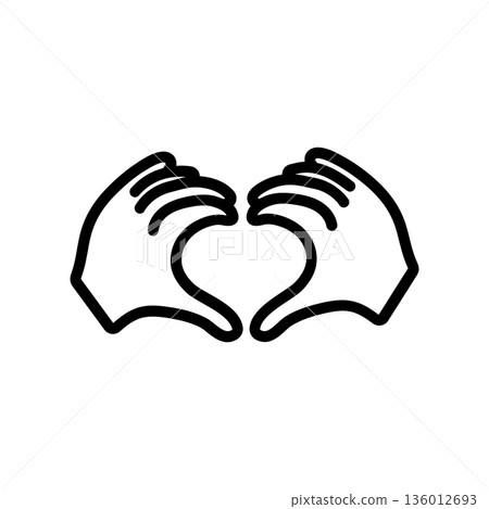 A minimal flat design icon with a modern look hands, heart shape A minimal flat design icon with a modern look hands, heart shape 136012693