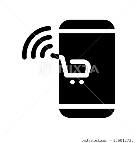 A minimal flat design icon with a modern look smartphone, store 136012723